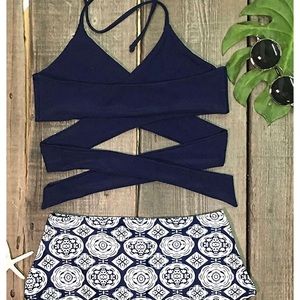 Navy Blue High Waisted Bikini